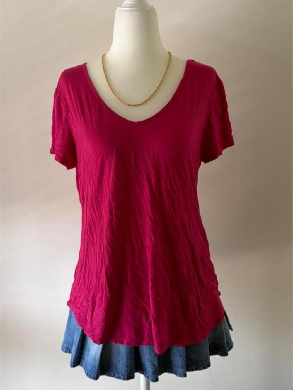 Y2K Hot Pink Scoop Neck Baby Tee | 2000s Casual Fairycore Coquette Top